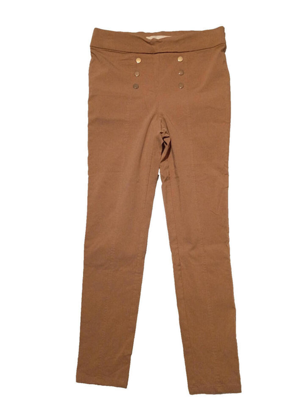GUESS Womens Casual Dress Pants BlushTan Beige Size L Large 6 Gold Button Pullup